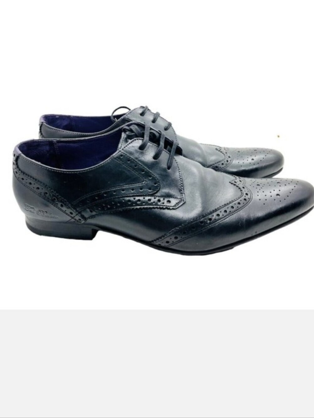 Ted Baker Mens Hann 2 Black Leather Wingtip Lace Up Dress Shoes Sz 10 EUC